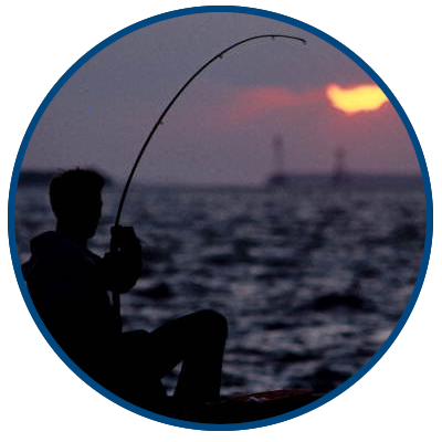 recreational fishing during sunset