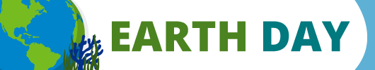 Earth Day banner featuring a globe and coral