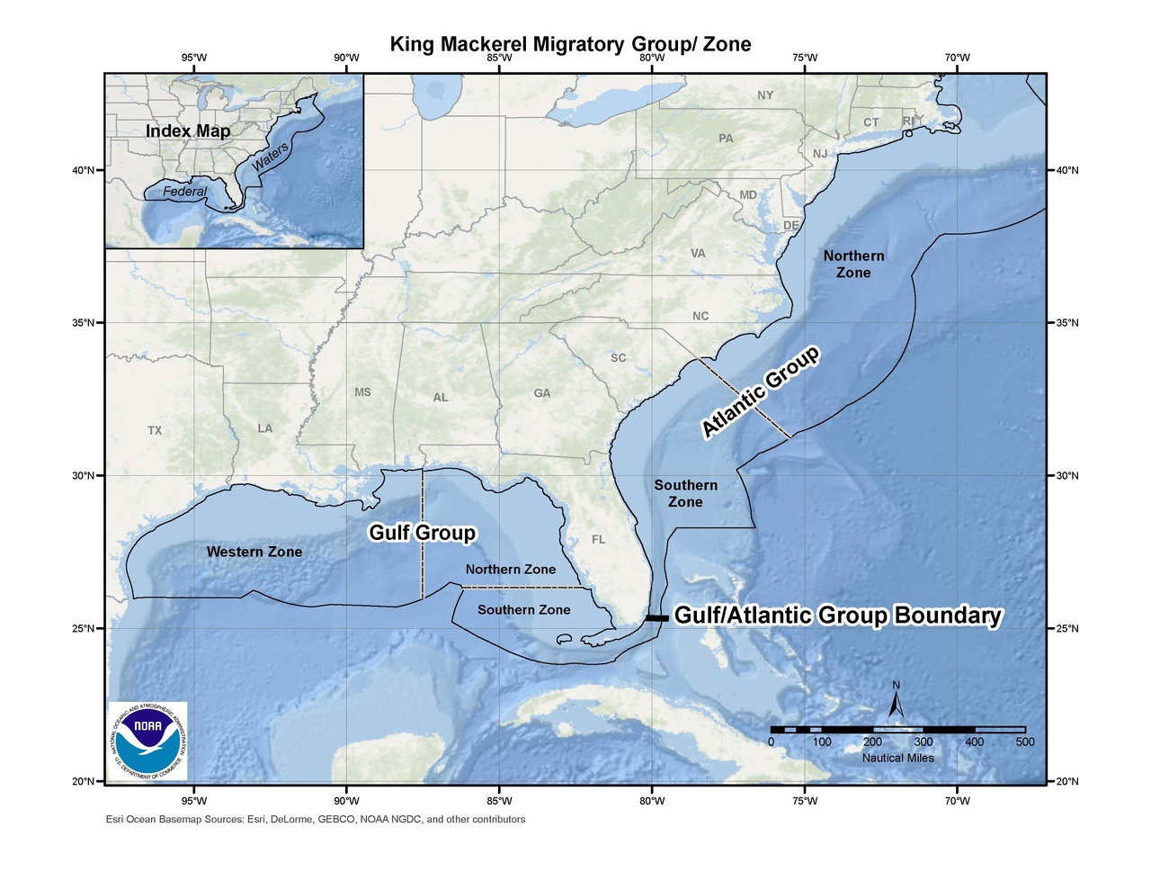 Image: King Mackerel Migratory Group Zones Fishery Management Areas Map & GIS Data