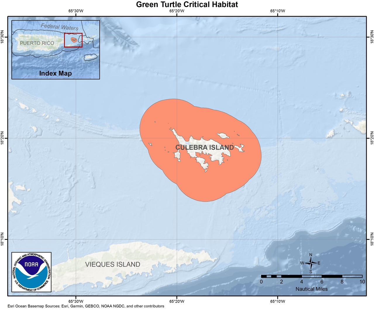 Image: Green Turtle Critical Habitat Map and GIS Data