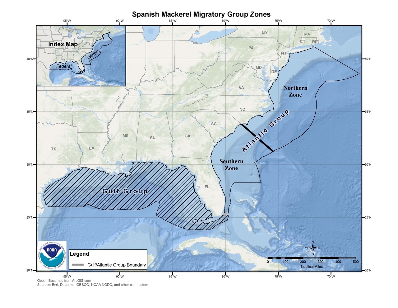Image: Spanish Mackerel Migratory Group Zones Fishery Management Areas Map & GIS Data