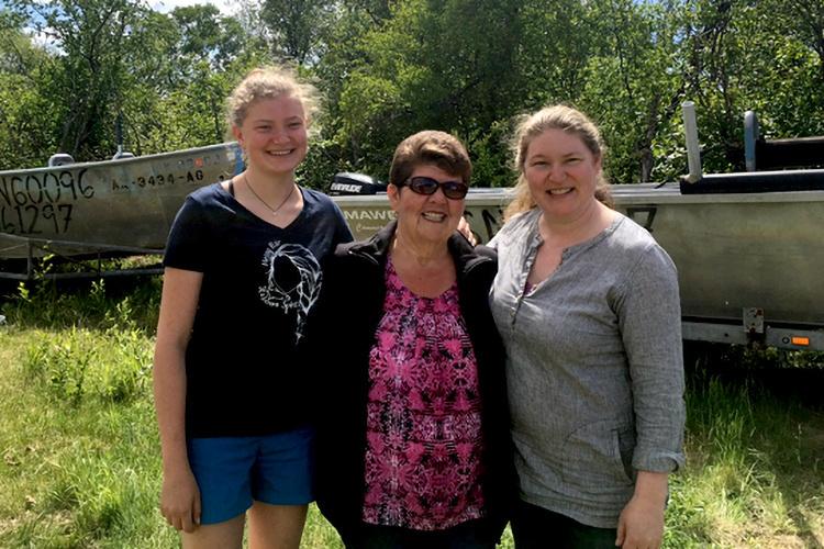 Three women from different generations of the same family