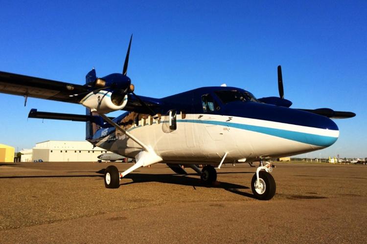 Aerial survey plane on tarmac