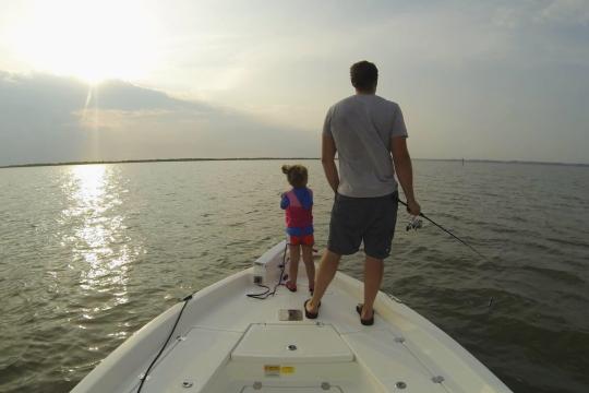 Dad and daughter fishing