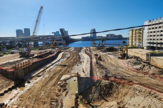 Excavating a new channel for McCoys Creek to replace an 850-foot tunnel that forced the creek underground. Credit: City of Jacksonville