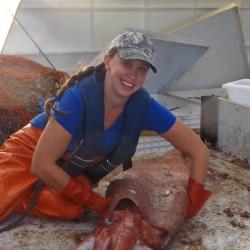 Melissa Head holding a squid