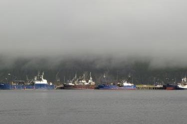 fishing boats, dutch harbor, Alaska and fog