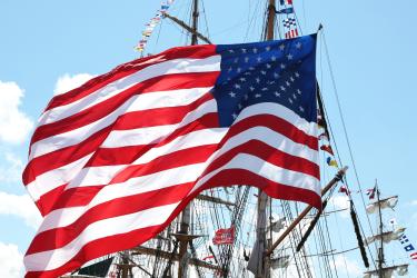 American flag on boat