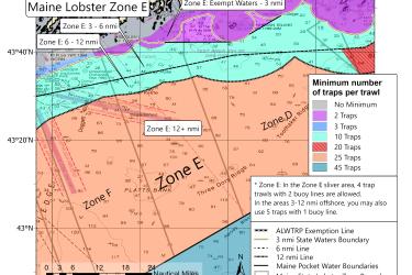 Maine Zone F lobster traps per trawl minimum map