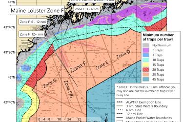 Maine Zone F lobster traps per trawl minimum map