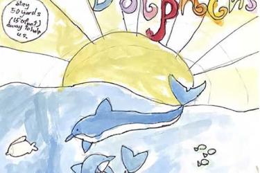 Help Dolphin artwork; Stay 50 yards away to help us.
