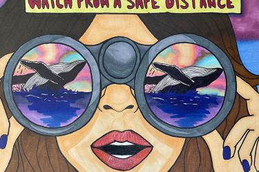 Art work - watch from a distance (viewing marine line using binoculars)