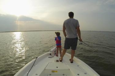 Dad and daughter fishing
