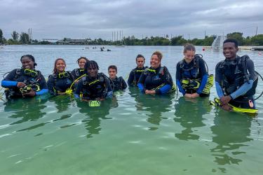 The first Your Shores cohort learning to scuba dive. Credit: Phillip and Patricia Frost Museum of Science