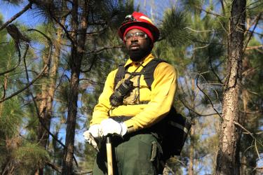 Eric Lucas working on a GulfCorps project in Alabama. Credit: Eric Lucas