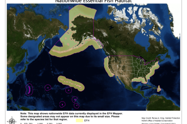 Map of Nationwide Essential Fish Habitat Data