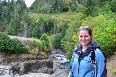 Amanda McCarty,chief of the Northeast's Fishery Monitoring and Research Division by a Washington dam removal