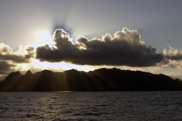 Dramatic sunrise over Kauai. 