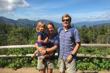 Hiking with the family, Andrew, wife and daughter.