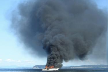 Boat on fire while on the water 