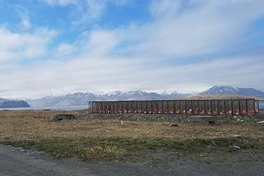 Landscape with water and mountains in Alaska