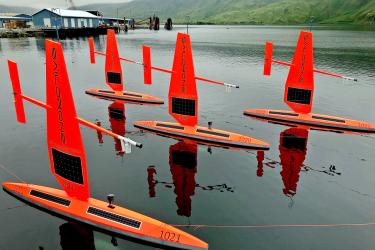 Group of sail drones ready to head to the arctic 