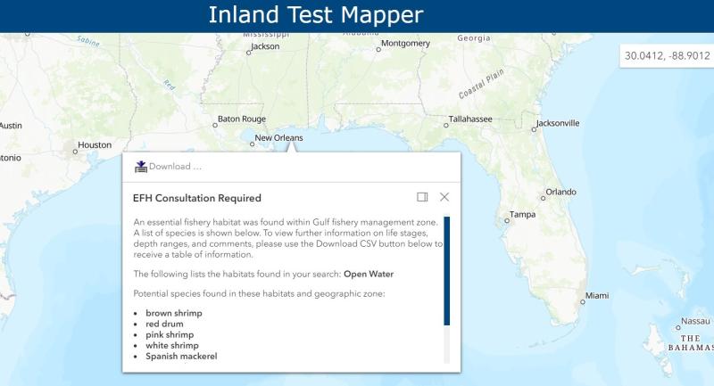Inland Mapper EFH Consultation Needed