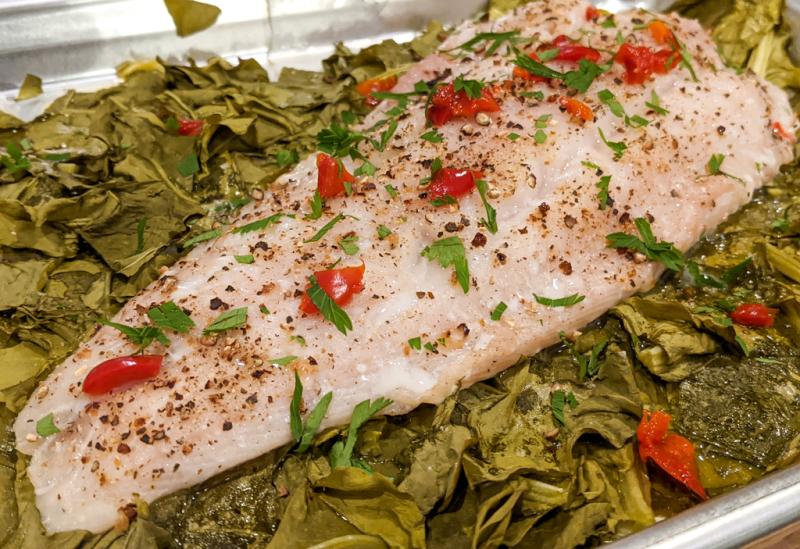 Baked lingcod