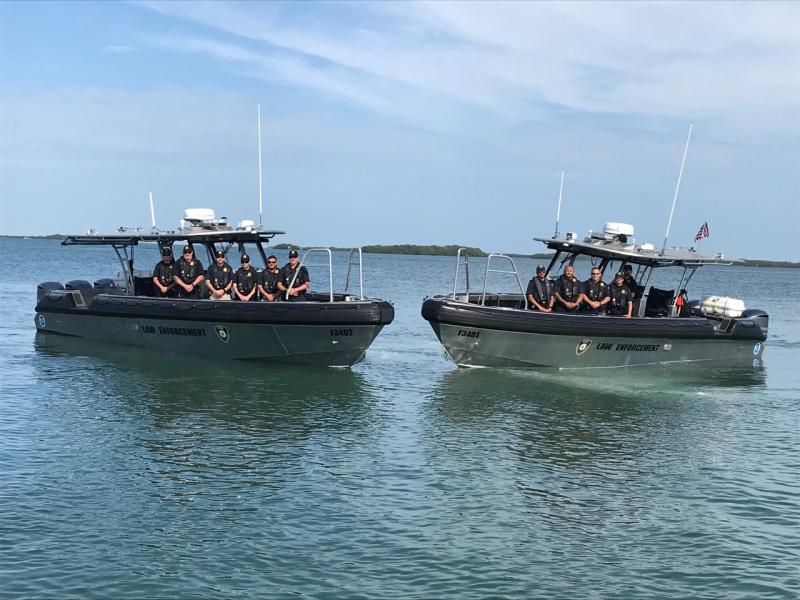 NOAA Enforcement patrol boats on the water.