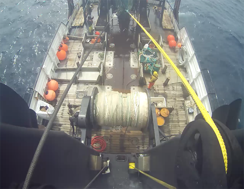 Birdseye eye from and electronic monitoring camera on a fishing vessel