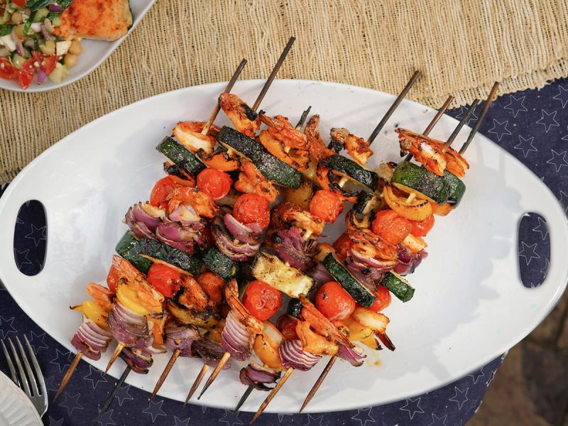 Shrimp skewers. Credit: Seafood Nutrition Partnership. 