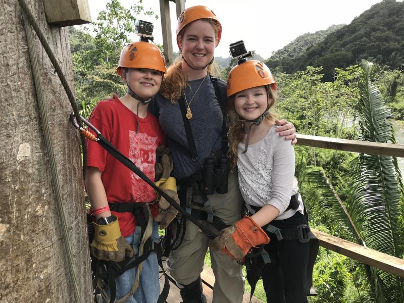  McBride and kids ziplining in Belize