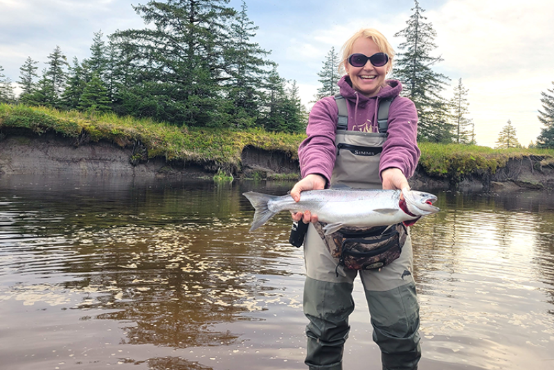 Amilee Wilson happy with her catch.