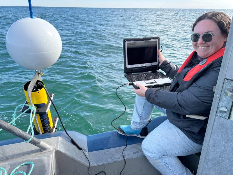 Testing the active acoustic sampling system on a NOAA Fisheries research vessel. Credit: NOAA Fisheries 