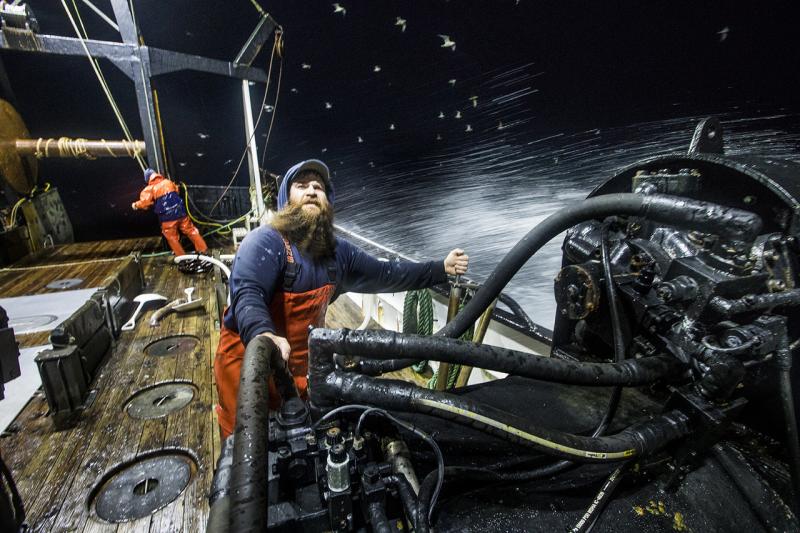 Fishermen aboard Miss Sue, of Newport, Oregon, haul in their catch of rockfish off the West Coast.