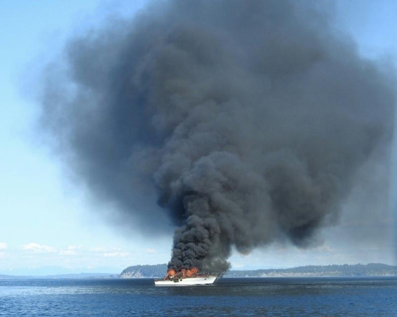 Boat on fire while on the water 
