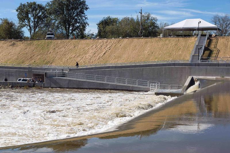 Fish ladder seen from the opposite shore