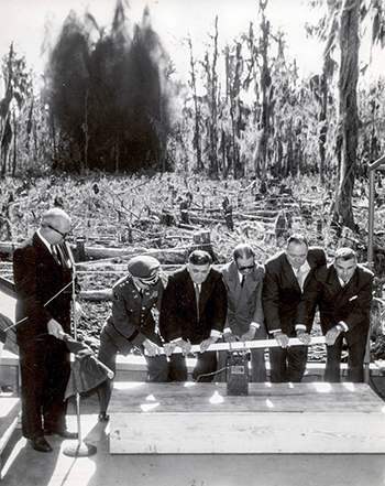 Groundbreaking for the Mississippi River-Gulf Outlet was photographed in December 1957.