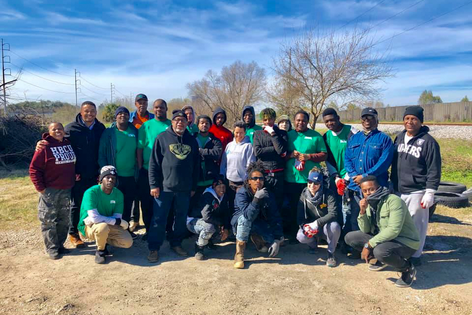 Arthur Johnson with volunteers.