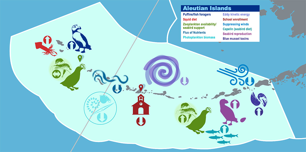 Map of Aleutian Islands marine ecosystem