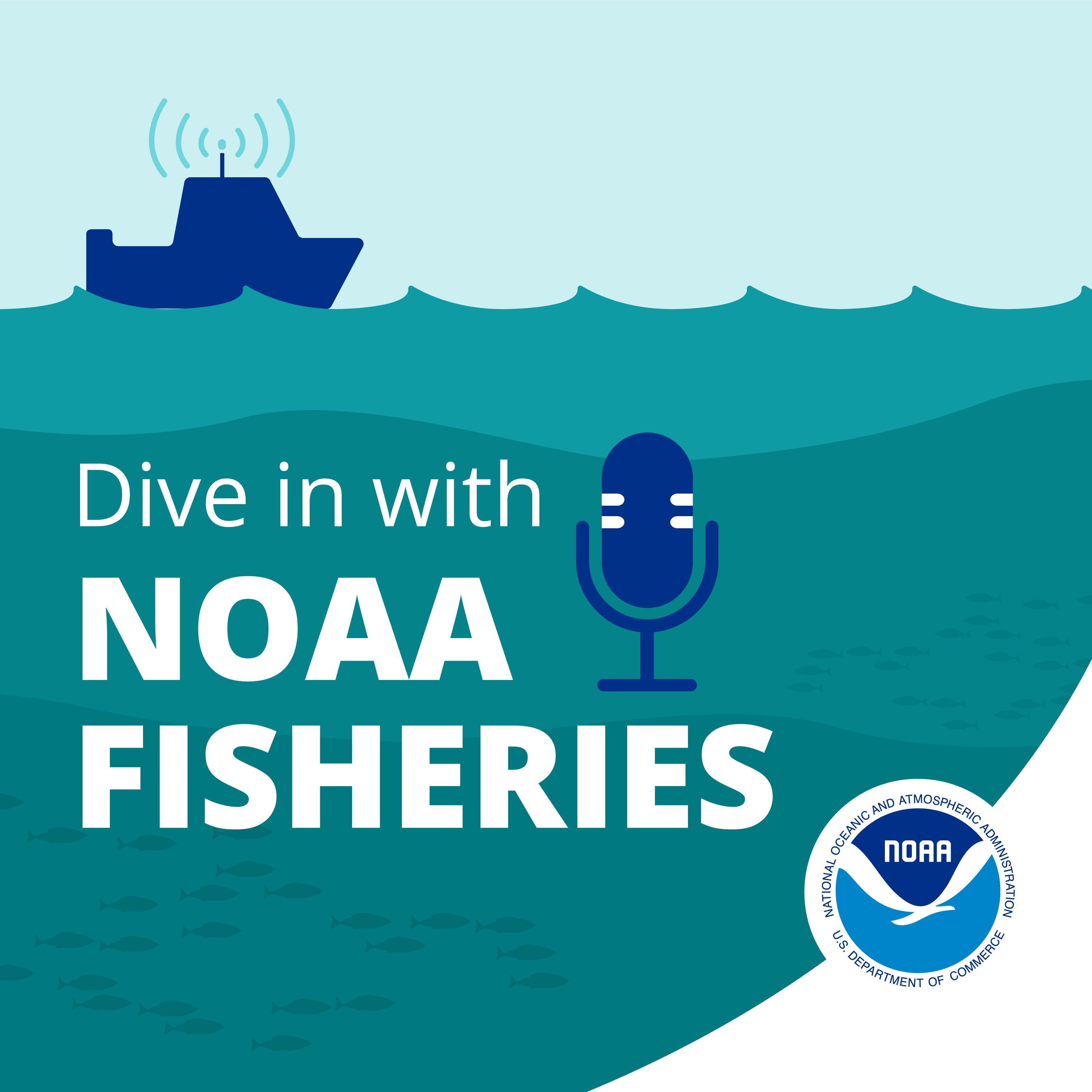 Logo for the Dive In with NOAA Fisheries podcast series