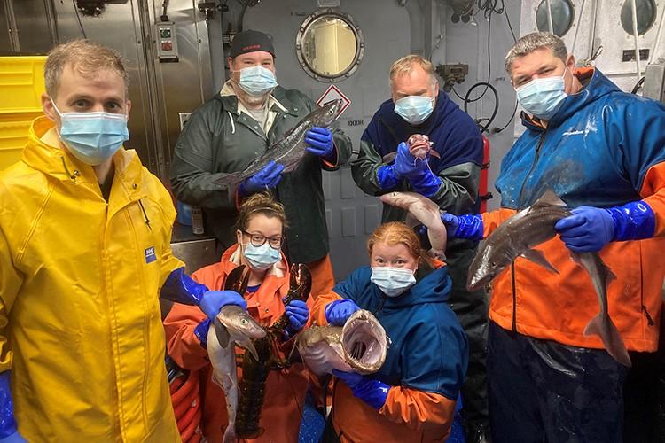 Nigh watch crew of six each display an interesting looking fish 
