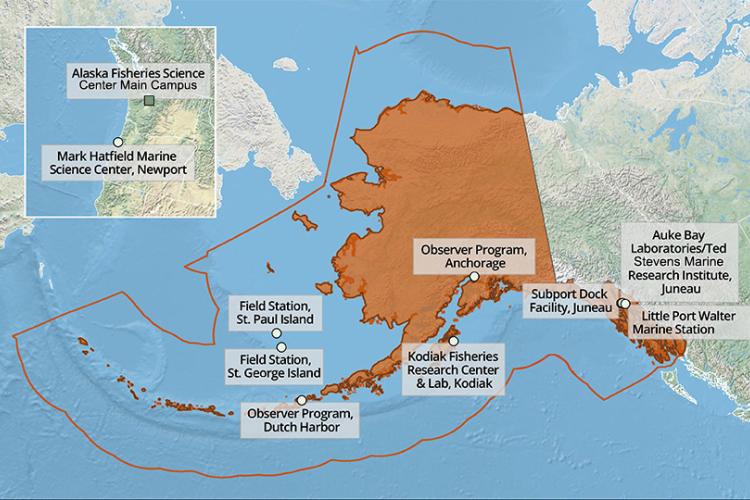 Map with Alaska highlighted in orange 