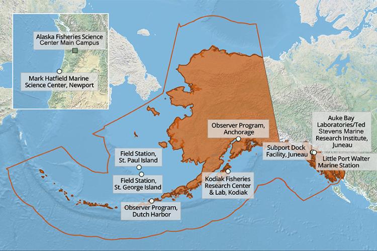 Map with Alaska highlighted in orange
