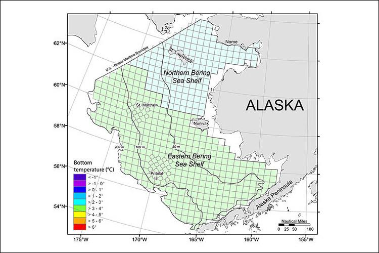 Map of survey area where scientists are taking samples for research