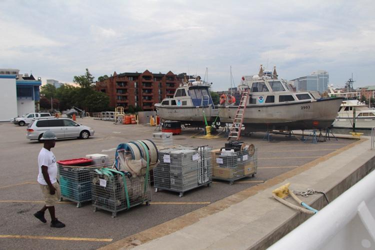 Gear on dock before being loaded onto the Gunter.
