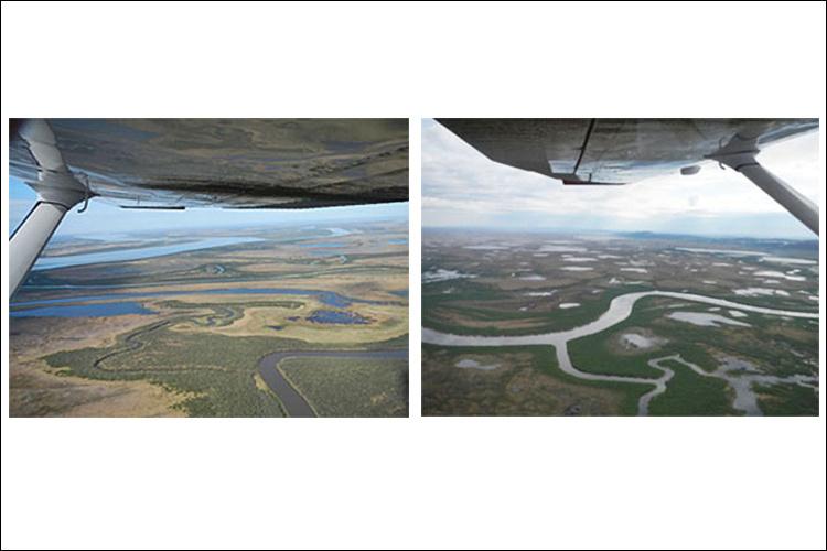 Left and right image different areas of the Yukon River 