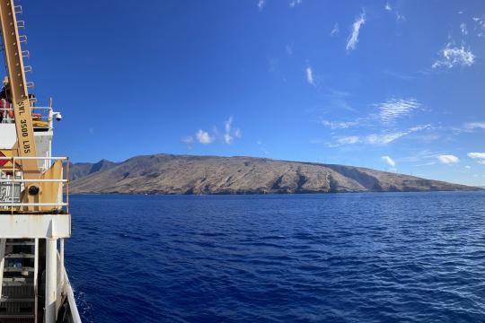 NOAA Ship Oscar Elton Sette conducts deepwater camera deployments south of the west Maui mountains in support of the Fall 2022 BFISH survey. Credit: Ben Richards, NOAA Fisheries.