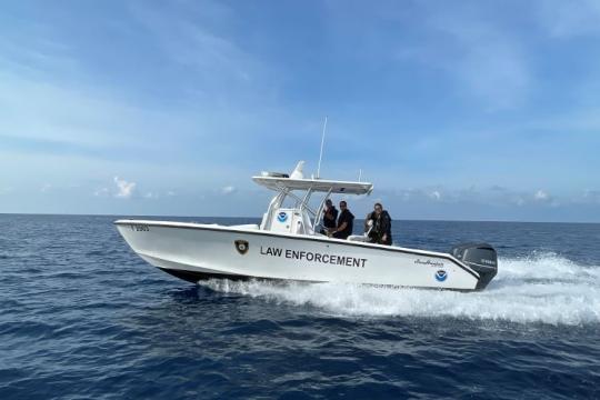 Officers patrol the waters in and around the Florida Keys National Marine Sanctuary. 