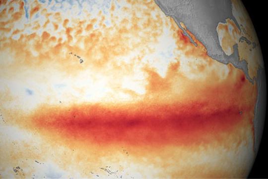 satellite sea surface temperature map of el nino